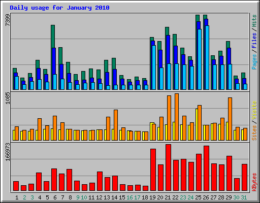 Daily usage for January 2010
