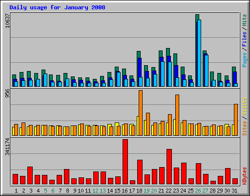 Daily usage for January 2008
