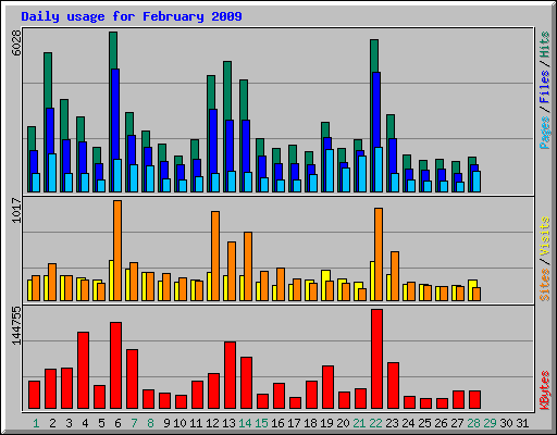 Daily usage for February 2009