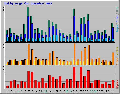 Daily usage for December 2010