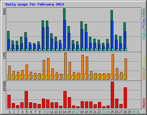 Daily usage for February 2013