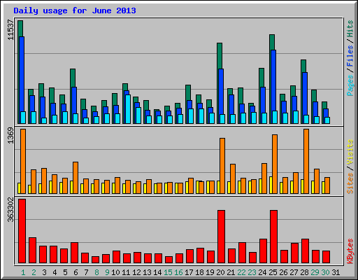 Daily usage for June 2013