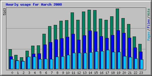 Hourly usage for March 2008