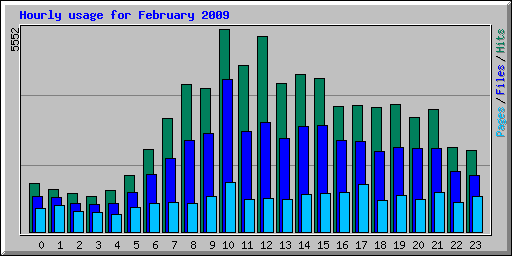 Hourly usage for February 2009