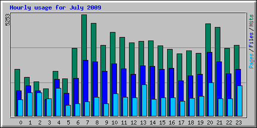 Hourly usage for July 2009